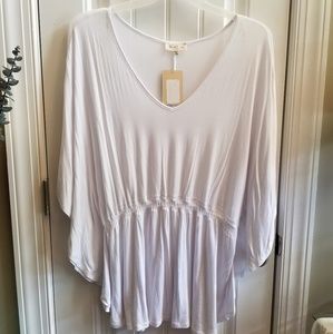 Gathered Waist Winged Sleeved Shirt